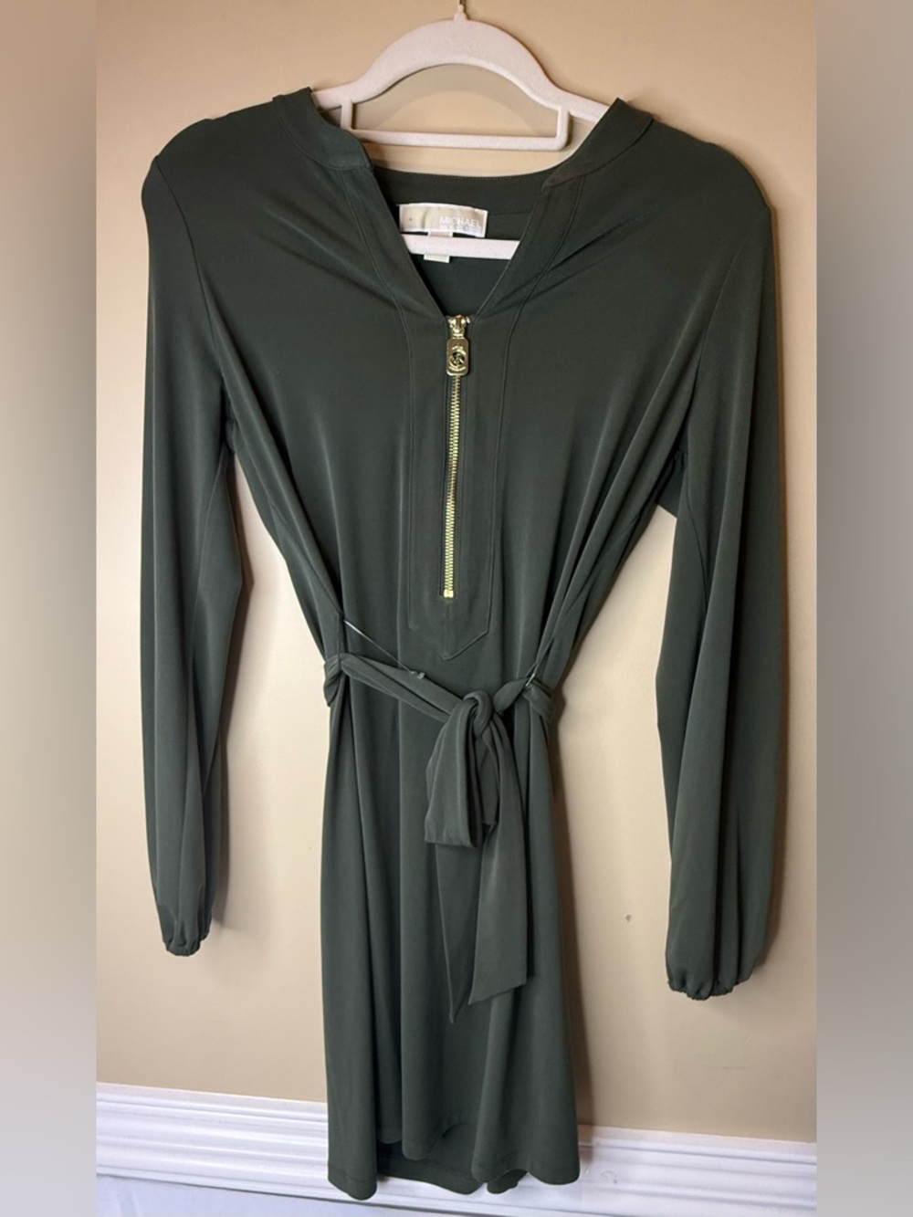 Beautiful Olive Green Michael Kors Dress with Gold Hardware